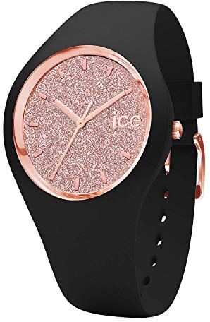 ICE glitter Black Rose-Gold Orologio nero da Donna con Cinturino in silicone  (Small)