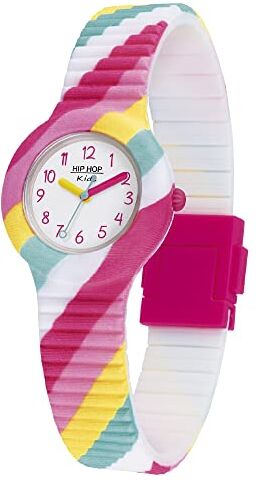 Hip Hop , Collezione Kids Fun, Orologio Bambini Lollipop con Cinturino in Silicone e Tessuto, Indici Fucsia, Sfere Bianca, Nera e Azzurra, Cassa 28 mm, Movimento al Quarzo