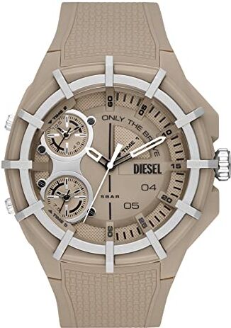 Diesel Orologio da uomo, Framed, movimento a tre lancette, cassa multi nylon 51 mm con cinturino in silicone,