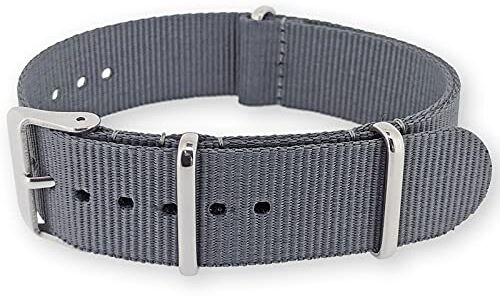 Generic Cinturino per orologio unisex in nylon NATO G10 con fibbia in metallo in acciaio inossidabile, cinturino per orologio militare NATOS (grigio, 18 mm) stile monocromatico