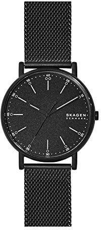 Skagen Orologio da uomo Signatur, movimento a tre lancette, cassa in acciaio inox 40 mm Midnight con bracciale a maglie in acciaio inox,