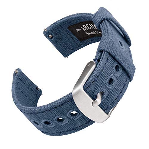 Archer Watch Straps Cinturini Ricambio da Polso a Sgancio Rapido in Tela per Orologi e Smartwatch, Uomini e Donne (Blu Indaco, 18mm)