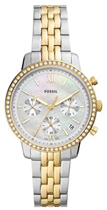 Fossil Orologio Neutra da donna, movimento cronografo, cassa in acciaio inossidabile 36 mm con bracciale in acciaio inossidabile,