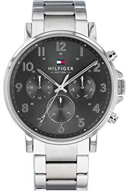 Tommy Hilfiger Orologio Analogico Multifunzione al Quarzo da Uomo con Cinturino in Acciaio Inossidabile Argentato