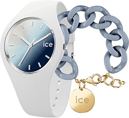 ICE Orologio Analogueico Quarzo Donna con Cinturino in Silicone 020635 + Chain bracelet Artic blue Bracciale in maglia blu XL da donna con medaglia d'oro (020356)