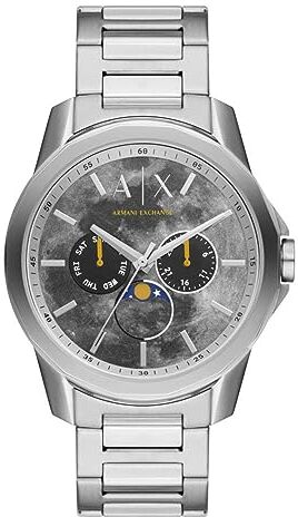 Armani Orologio Uomo, quarzo/multifunzione, cassa in acciaio inossidabile da 44 mm con bracciale in acciaio inossidabile,