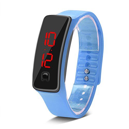 Sonew Orologi sportivi, orologio da polso in silicone LED Calendario digitale Bracciale da polso per donna Uomo Sweatproof Long Time Standby leggero(Lake Blue)