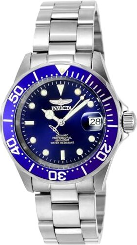 Invicta Pro Diver Orologio da uomo in acciaio inossidabile con movimento automatico 40 mm, Argento / Blu