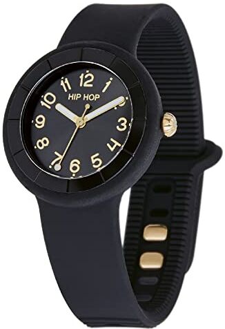 Hip Hop , Collezione HERO.DOT, Orologio Donna con Cinturino in Silicone, Pratica Chiusura, Quadrante Black con Effetto Sun Ray, Cassa 34 mm, Movimento al Quarzo