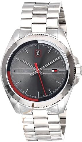 Tommy Hilfiger Orologio Analogico al Quarzo da Uomo con Cinturino in Maglia Metallica in Acciaio Inossidabile Argentato