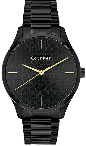 Calvin Klein Orologio Analogico al Quarzo Unisex con Cinturino in Acciaio Inossidabile Nero