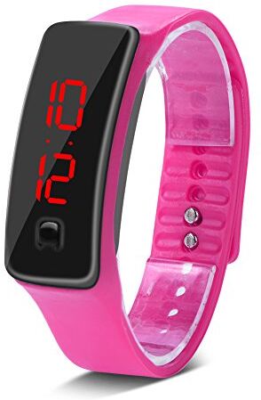 Sonew Orologi Sport, LED Silicone Orologio da polso Tempo Calendario Bracciale Digitale Bracciale per Donne Uomini Felpa Lunga Tempo di Standby Leggero, Rosa, Cinghia