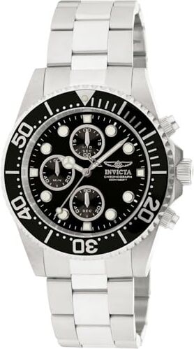 Invicta Pro Diver Orologio da Uomo in Acciaio Inossidabile con Movimento al Quarzo 43 mm, Argento/Nero