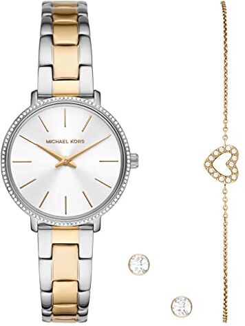 Michael Kors Orologio Pyper da donna, movimento a due lancette, cassa in acciaio inossidabile argentato da 32 mm con bracciale in acciaio inossidabile, , Set di toni d'argento