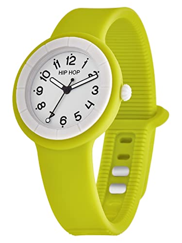 Hip Hop , Collezione Hero.Dot, Orologio Donna, Cinturino in Silicone Soft Touch, Pratica Chiusura, Lunetta Bianca, Numeri Neri, Cassa 34 mm, Movimento al Quarzo, Giallo