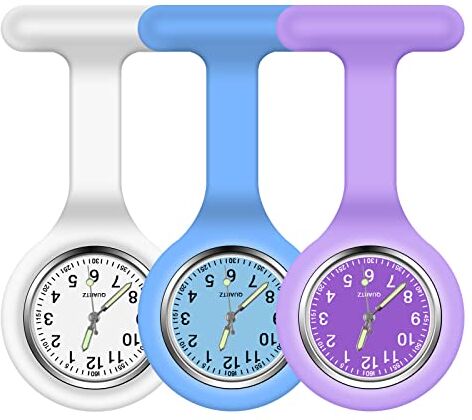 Vicloon Orologio da Infermiere, 3Pcs Orologio per Infermieri in Silicone con Spilla, Infermieri Fob Medical Watch Quandrante Rotondo, Orologi da Tasca per Medici e Infermieri Paramedico