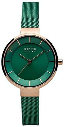 BERING Donna Analogico Solare Orologio con Cinturino in Acciaio inossidabile Cinturino e Vetro zaffiro