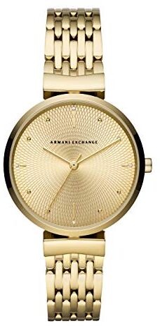 Armani Orologio da donna, movimento a tre lancette, cassa in acciaio inossidabile oro 36 mm con bracciale in acciaio inossidabile,