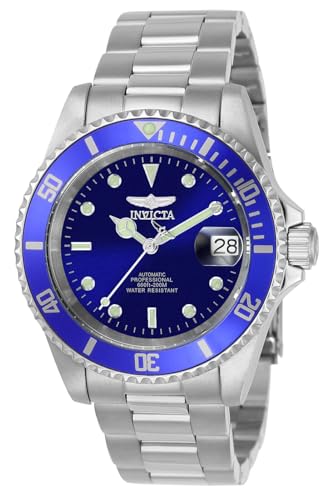 Invicta Pro Diver Orologio da uomo in acciaio inossidabile con movimento automatico 40 mm, Argento / Blu