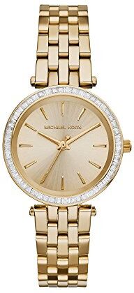 Michael Kors Orologio Mini Darci da donna, movimento al quarzo, cassa in acciaio inossidabile dorata da 33 mm con bracciale in acciaio inossidabile, , Tono oro e glitter