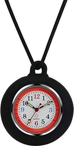 JewelryWe Orologio da infermiera analogico, al quarzo, da taschino al quarzo, impermeabile, in silicone, con catena, orologio da infermiere, orologio da polso per medico, regalo unisex