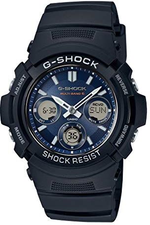 Casio G-SHOCK Orologio 20 BAR, Azzurro/Nero, con Ricezione Segnale Radio e Funzione Solare, Analogico Digitale, Uomo,