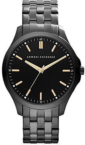 Armani Orologio da uomo, movimento a tre lancette, cassa in acciaio inossidabile nero 45 mm con bracciale in acciaio inossidabile,