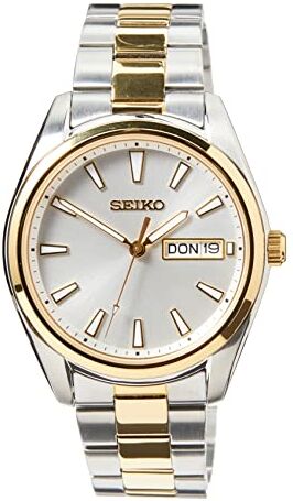 Seiko Orologio Analogico Quarzo Uomo con Cinturino in Metallo, Argento/Oro, Ø 40 x 8 mm,