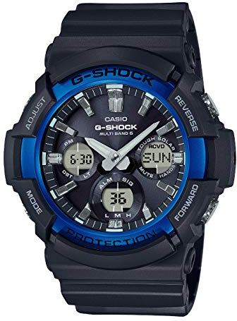 Casio G-SHOCK Orologio 20 BAR, Azzurro/Nero, con Ricezione Segnale Radio e Funzione Solare, Analogico Digitale, Uomo, GAW-100B-1A2ER