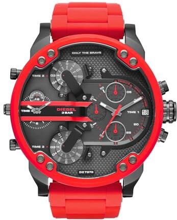 Diesel Orologio Mr. Daddy 2.0 da uomo, movimento cronografo, cassa in acciaio 57 mm con bracciale in acciaio,