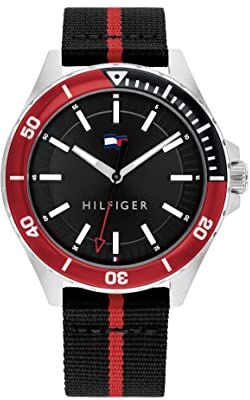 Tommy Hilfiger Orologio Analogico al Quarzo da Uomo Con Cinturino In Tessuto Derivato Da Plastica Nell'Oceano Nero