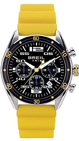 Breil Orologio UOMO SCORE quadrante MONO-COLORE NERO movimento CHRONO QUARZO e CINTURINO SILICONE ARANCIONE