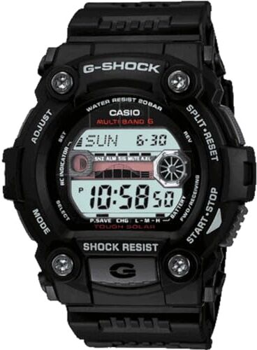 Casio G-SHOCK Orologio 20 BAR, Nero, con Ricezione Segnale Radio e Funzione Solare, Digitale, Uomo,