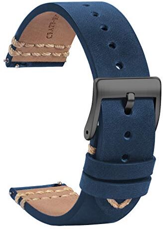 TStrap Orologi Cinturini Pelle 20mm Sostituzione Cinturino Morbido Blu a Sgancio Rapido Cinturino Sportivo per Uomo Donna Cinturino Orologi Intelligenti Fibbia Nero 18mm 19mm 21mm 22mm