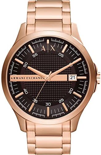 Armani Orologio da uomo Quarzo/3 lancette Movimento data 46 mm con cinturino in acciaio