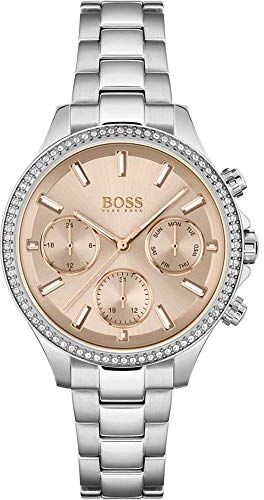 Boss Orologio Analogico Multifunzione al Quarzo da Donna con Cinturino in Acciaio Inossidabile Argentato