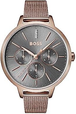 Boss Orologio Analogico Multifunzione al Quarzo da Donna con Cinturino in Acciaio Inossidabile Color Oro Rosso