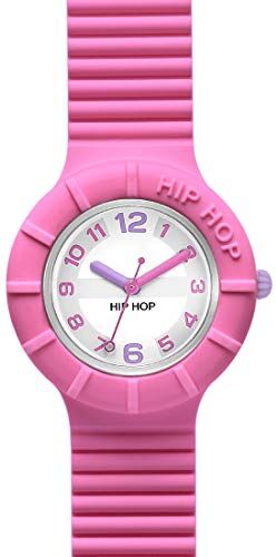 Hip Hop Orologio DONNA NUMBERS COLLECTION quadrante CON LOGO BIANCO movimento SOLO TEMPO 3H QUARZO e CINTURINO SILICONE ROSA