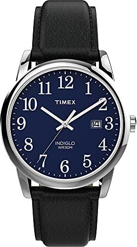 Timex Men's Easy Reader 38mm Quartz Leather Strap, Black, 20 Casual Watch (Model: )