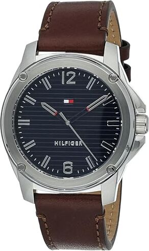 Tommy Hilfiger Orologio Analogico al Quarzo da Uomo con Cinturino in Pelle Marrone 1710484