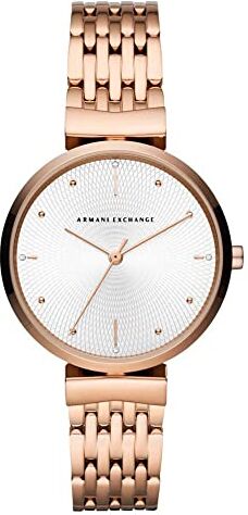 Armani Orologio da donna, movimento a tre lancette, cassa in acciaio inossidabile oro rosa 36 mm con bracciale in acciaio inossidabile,