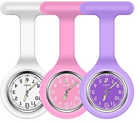 Vicloon Orologio da Infermiere, 3Pcs Orologio per Infermieri in Silicone con Spilla, Infermieri Fob Medical Watch Quandrante Rotondo, Orologi da Tasca per Medici e Infermieri Paramedico