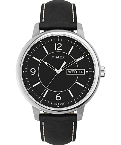 Timex Orologio Analogico al Quarzo Uomo con Cinturino in Pelle