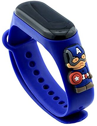 generico Orologio digitale braccialetto in silicone bambino bambina Sportivo cartoni animati cinturino compatibile xiaomi mi band (Capitan A)