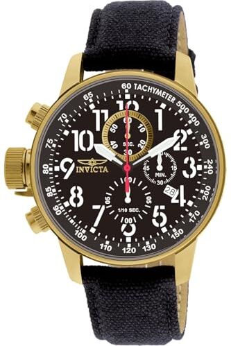 Invicta I-Force Orologio da Uomo in Acciaio Inossidabile con Movimento al Quarzo 46 mm, Oro/Nero