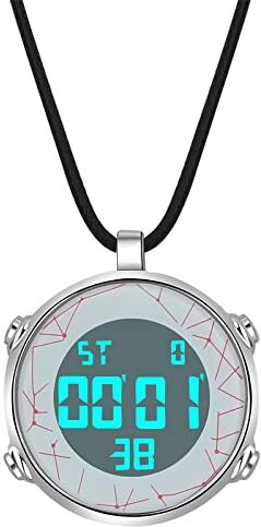 JewelryWe orologio da tasca uomo donna orologio al quarzo digitale 30 m impermeabile data settimana calendario sveglia orologio sportivo con collana in pelle orologio a catena regalo