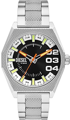 Diesel Orologio da uomo Scraper movimento al quarzo/3 lancette con cassa da 43 mm e cinturino in acciaio