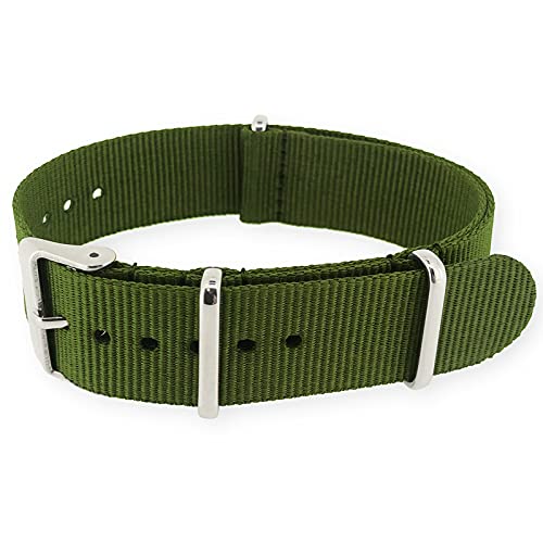 Generic Cinturino per orologio unisex in nylon NATO G10 con fibbia in metallo in acciaio inossidabile, cinturino per orologio militare NATOS (verde, 20 mm) stile monocromatico