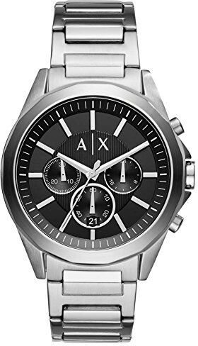 Armani Orologio da uomo con movimento cronografo, cassa in acciaio inossidabile da 44 mm con bracciale in acciaio inossidabile,