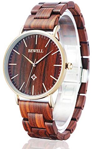 BEWELL Orologio da coppia Fatto a mano in Legno Moda Minimalista Ultra Sottile Orologio analogico al quarzo per Uomo Donna W163A